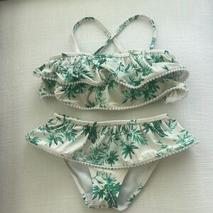 Janie and Jack size 5 Green Leaf Print Bikini Swim Swimsuit Set